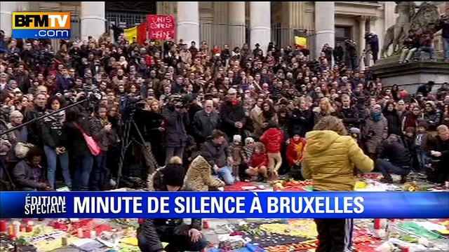 Attentats: minute de silence et applaudissements à Bruxelles