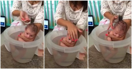 "Banho de balde" para bebés... com efeito relaxante das cólicas e melhoria do sono!