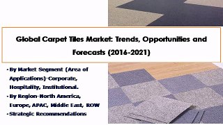 Global Carpet Tiles Market: Trends, Opportunities and Forecasts (2016-2021) - New Reports by Azoth Analytics