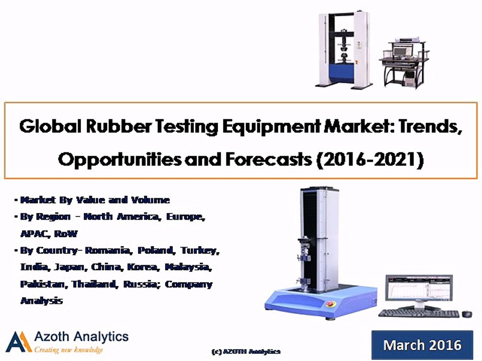 Global Rubber Testing Equipment Market: Trends, Opportunities and Forecasts (2016-2021) - New Reports by Azoth Analytics