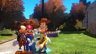 Toy Story Woody & Mickey Mouse cartoon fun playtime w/ Frozen Elsa +Super Mario & McQueen