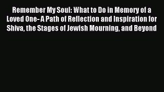 Read Remember My Soul: What to Do in Memory of a Loved One- A Path of Reflection and Inspiration
