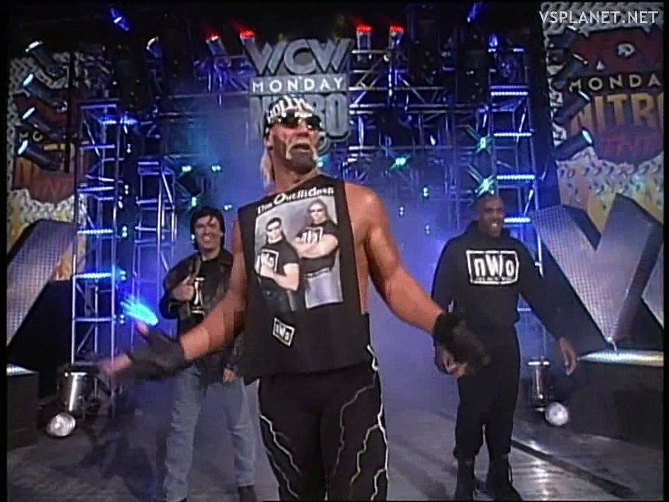 Hulk Hogan, NWO, Lex Luger, Giant close WCW Monday Nitro 27.01.1997
