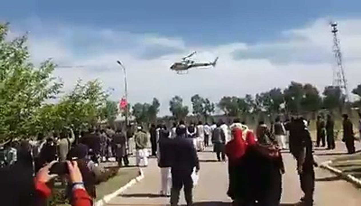 Imran Khan Helicopter Landing In KUST Kohat