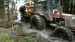 Belarus Mtz 1025 forestry tractor, difficult conditions in wet forest