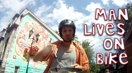 Man Lives, Eats And Even Sleeps On His Bike