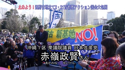 2/21 赤嶺政賢さん（沖縄１区 衆議院議員 日本共産党）辺野古新基地建設 2.21 国会大包囲