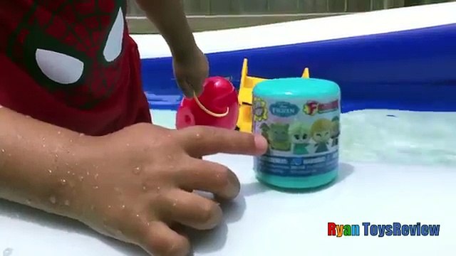 EGG SURPRISE TOYS playtime in the pool Spiderman Frozen Elsa Disney McQueen Ryan ToysReview