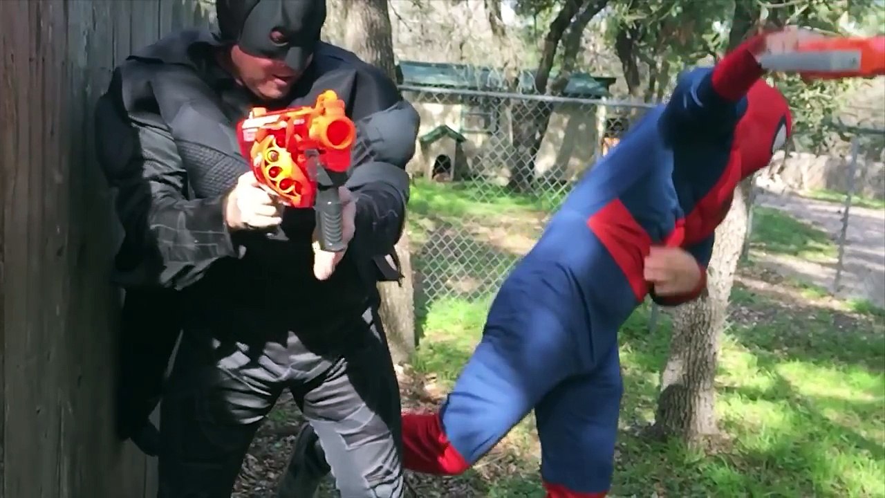 Kid Heroes 27 - ELSA, BARBIE SUPERHERO, and ARIEL vs BATMAN and SPIDERMAN in an EPIC NERF WAR
