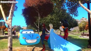 Spiderman cartoon Having Fun with Frozen Elsa & Mickey Mouse & McQueen cars Songs for Chil