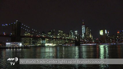 NY World Trade Center Brussels solidarity lights cause confusion