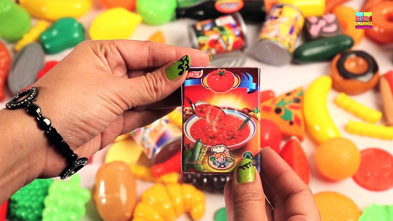 KZKCARTOON TV-Learn Names Of Fruits, Vegetables And Food With Velcro Toy Set _ Cutting Fruits