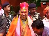 BJP leaders play Holi at Amit Shah's residence