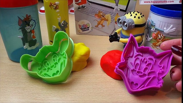 HOW TO MAKE PLAY-DOH TOM AND JERRY FACES WITH THE FREE McDONALDS HAPPY MEAL COOKIE CUTTERS TOM AND JERRY