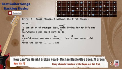 Скачать видео: How Can You Mend A Broken Heart Michael Buble Bass Backing Track with scale, chords and lyrics
