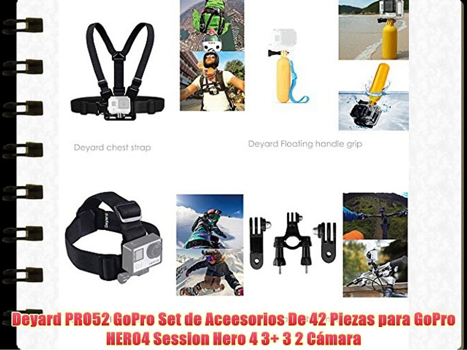 Deyard PRO52 GoPro Set de Aceesorios De 42 Piezas para GoPro HERO4 Session Hero 4 3  3 2 Cámara