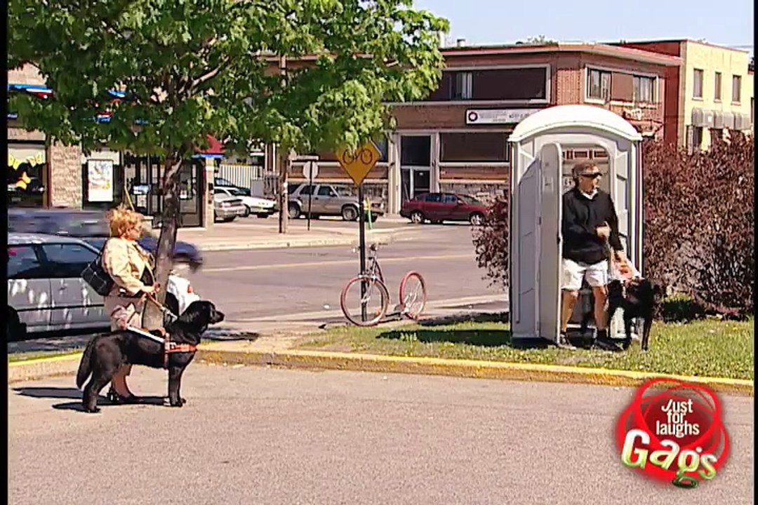 Double blind man dog prank