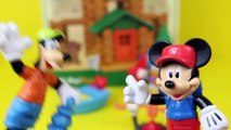 Mickey Mouse with Goofy and Donald Duck Build Lincoln Log Cabin While Camping