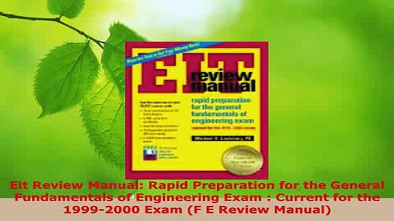 PDF  Eit Review Manual Rapid Preparation for the General Fundamentals of Engineering Exam  PDF Book Free