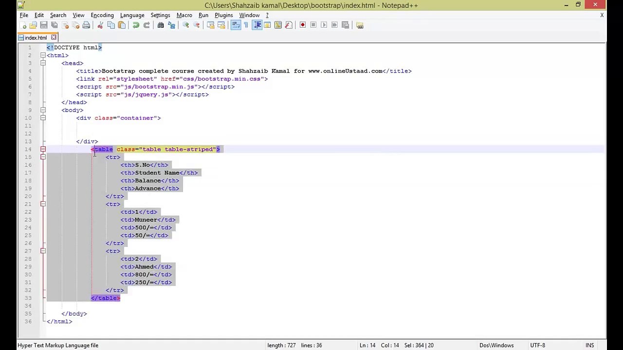Bootstrap Framework in Urdu_Hindi Part 10 Bootstrap Tables