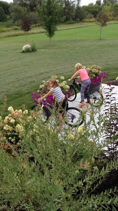 biking on grass
