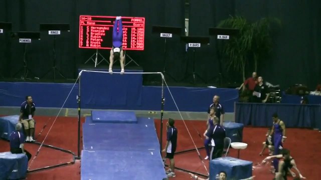 Ce gymnaste fait une très mauvaise chute à la barre fixe