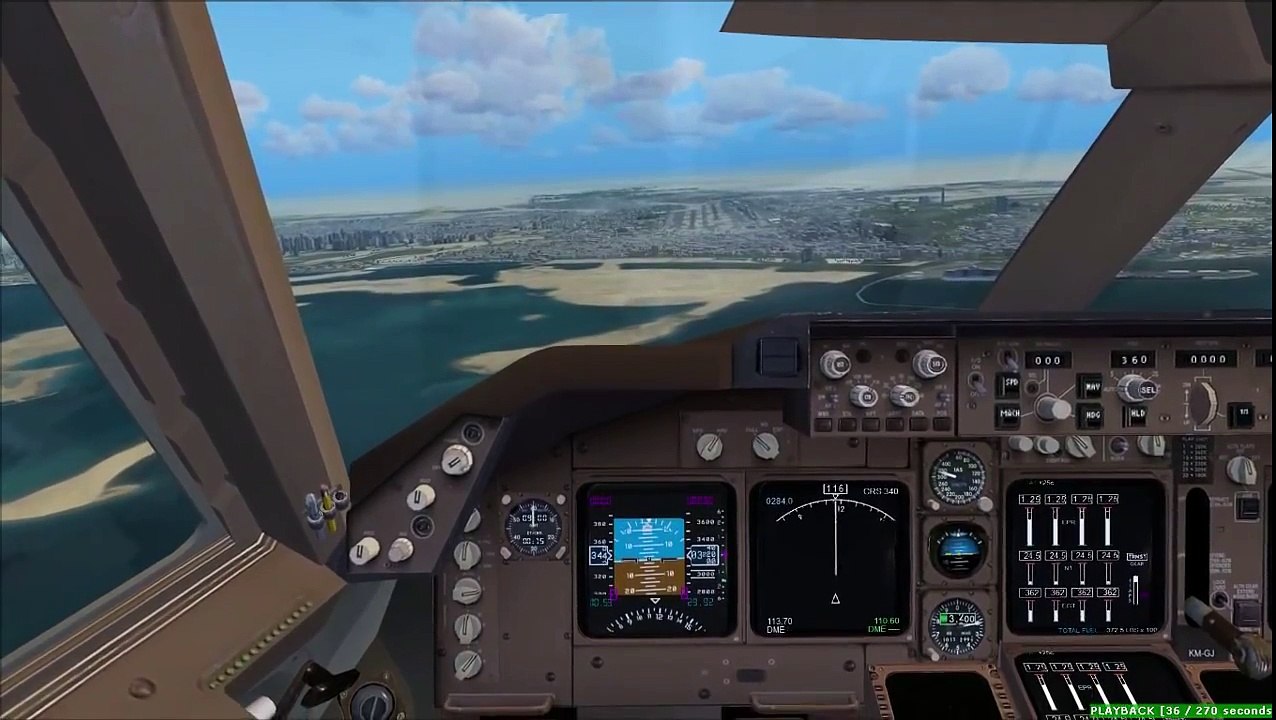 [FSX HD] Quantas 747 - Dubai Cockpit Landing