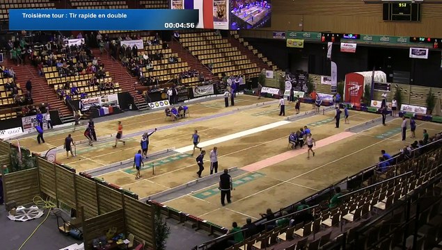Troisième tour, tir rapide en double, Finale N2 et N2F, Sport Boules, Clermont-Ferrand 2016