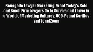 Read Renegade Lawyer Marketing: What Today's Solo and Small Firm Lawyers Do to Survive and