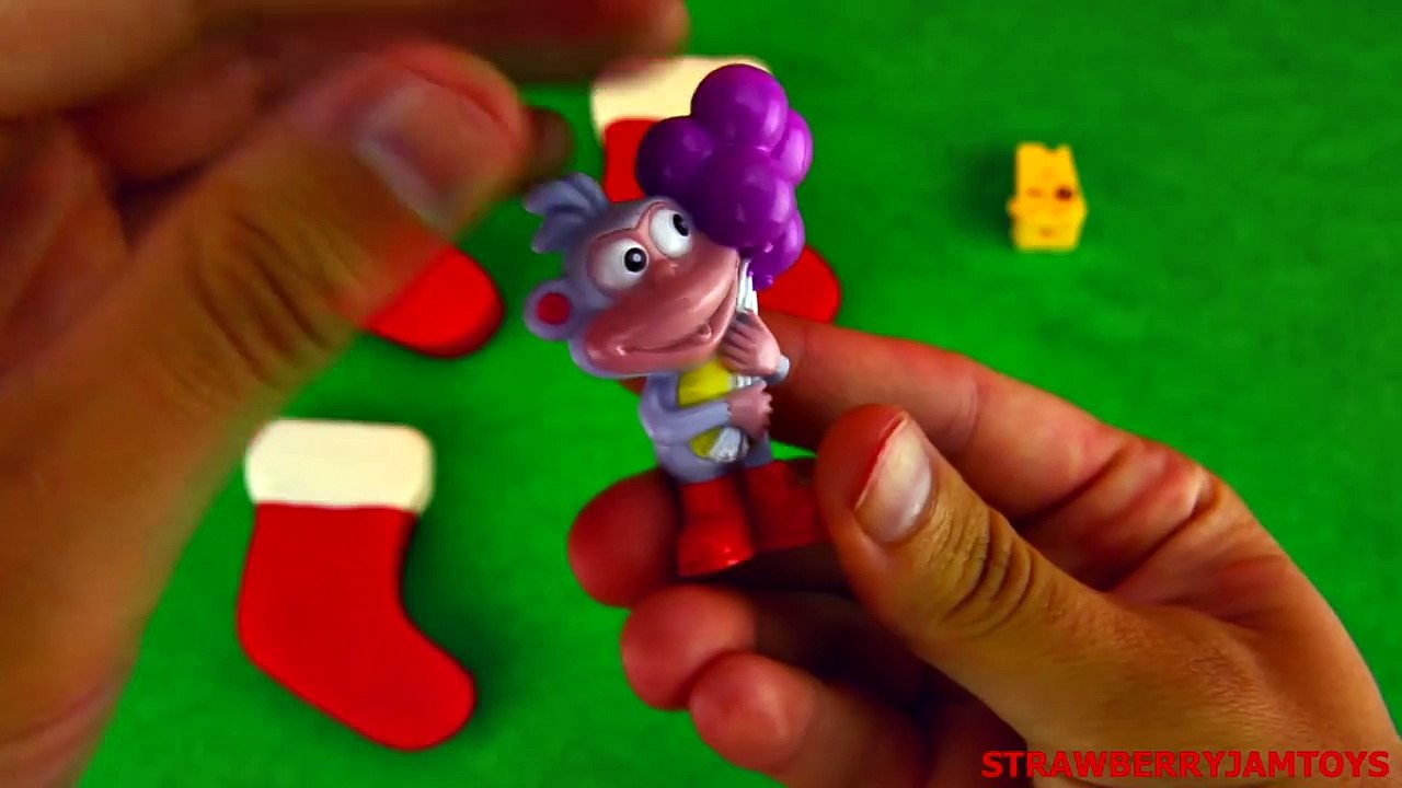 Shopkins Play Doh Christmas Cars 2 Santa Stockings Dora Spongebob Surprise Eggs StrawberryJamToys