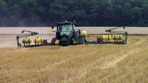 John Deere 8360RT Planting Double Crop Soybeans