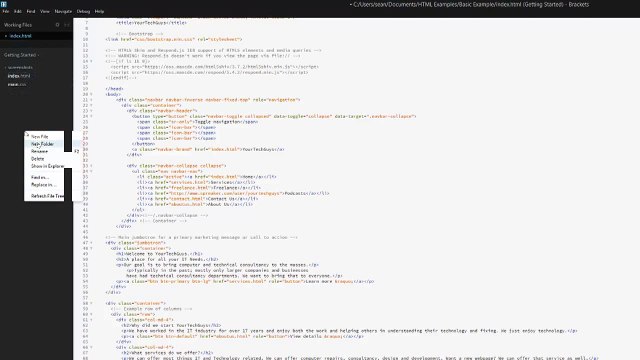 Brackets Unable to Create Folder Error ->HTML,CSS