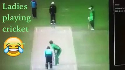 Ladies playing cricket. This seriously cracked me up