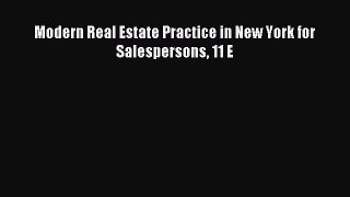 Read Modern Real Estate Practice in New York for Salespersons 11 E Ebook Free