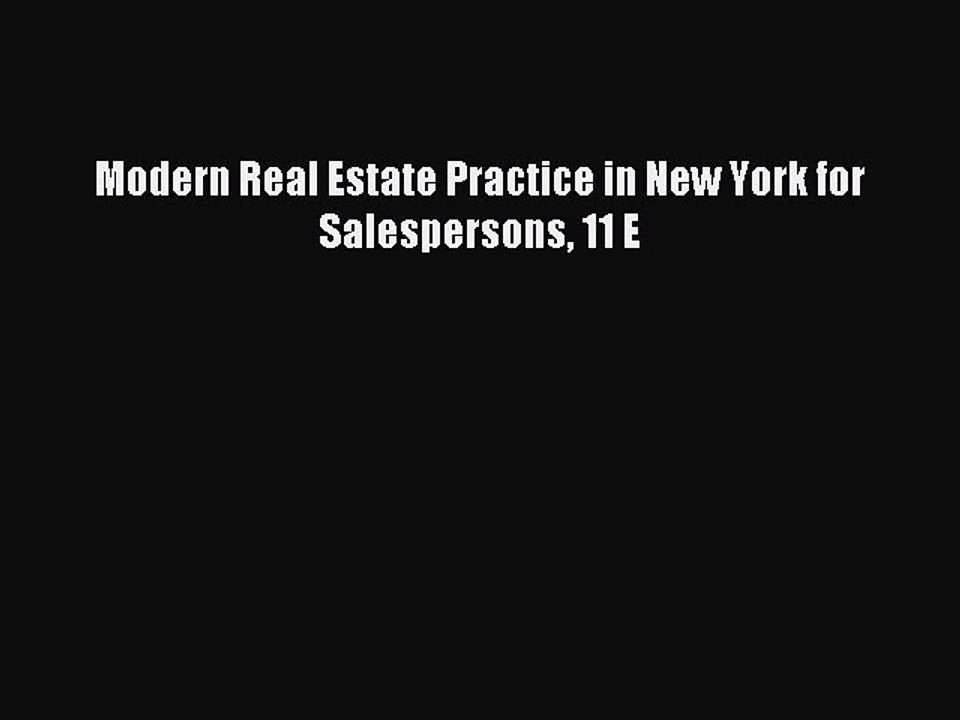 Read Modern Real Estate Practice in New York for Salespersons 11 E Ebook Free
