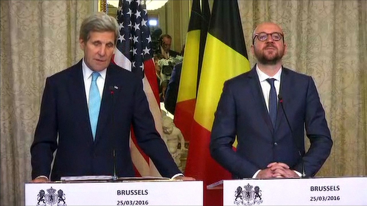 Kerry pledges more U.S. help to EU after Brussels bombings, 2 Americans among dead