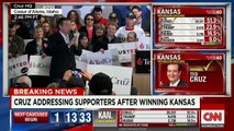 Sen. Ted Cruz addresses supporters after winning Kansas