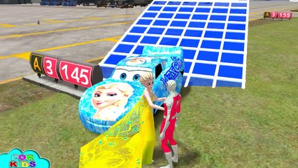 White Spiderman and Frozen Elsa at Airport Disney Cars Colors Lightning McQueen HD - Nurse