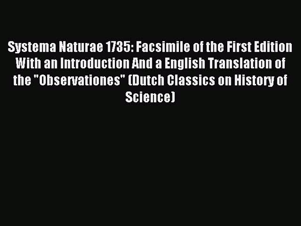Download Systema Naturae 1735: Facsimile of the First Edition With an Introduction And a English