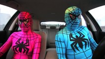 SPIDERMAN DANCING IN CAR CHANGING COLORS - Funny Superhero Movie In Real Life