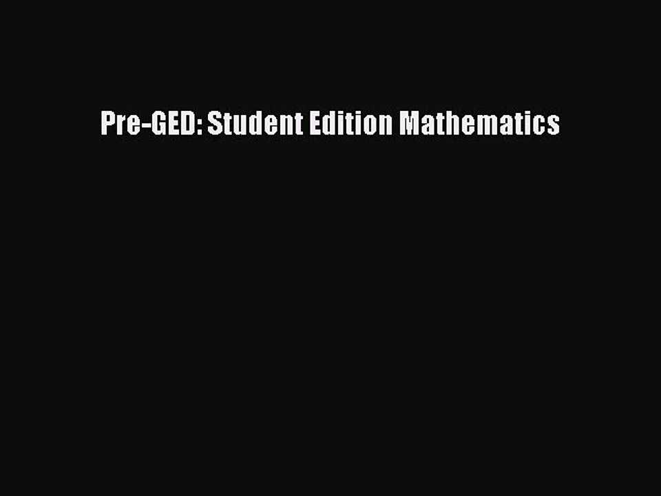Read Pre-GED: Student Edition Mathematics Ebook Free