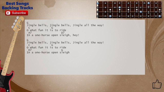 Jingle Bells (Country Version) Bass Backing Track with scale, chords and lyrics