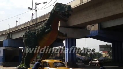 Big Dinosaurs Statue in front Science City, In kolkata