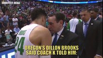 Did Coach K lecture Dillon Brooks after Oregon's win over Duke