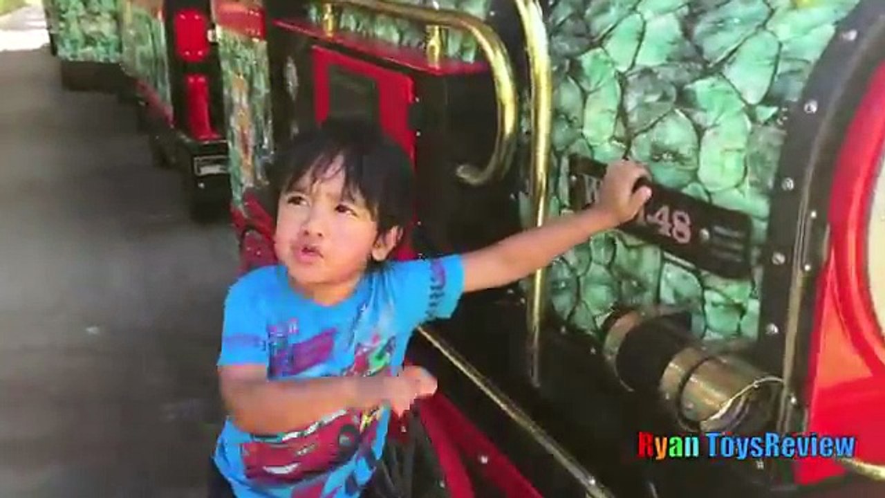 PLAYTIME at the PARK Family Fun Giant Life Size Dinosaur train ride for kids playground for childre