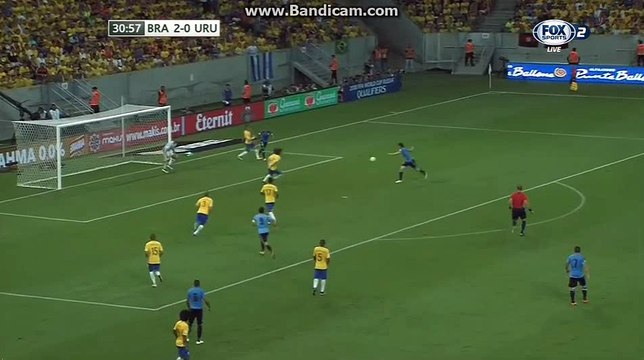 Goal by Edinson Cavani -Brazil vs Uruguay 2-1 World Cup Qualification HD (25.03.2016)