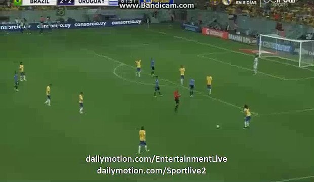David Luis Horror Foul In luis Suarez - Brazil 2-2 Uruguay