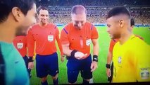 Captains Neymar and Suarez before BRA-URU