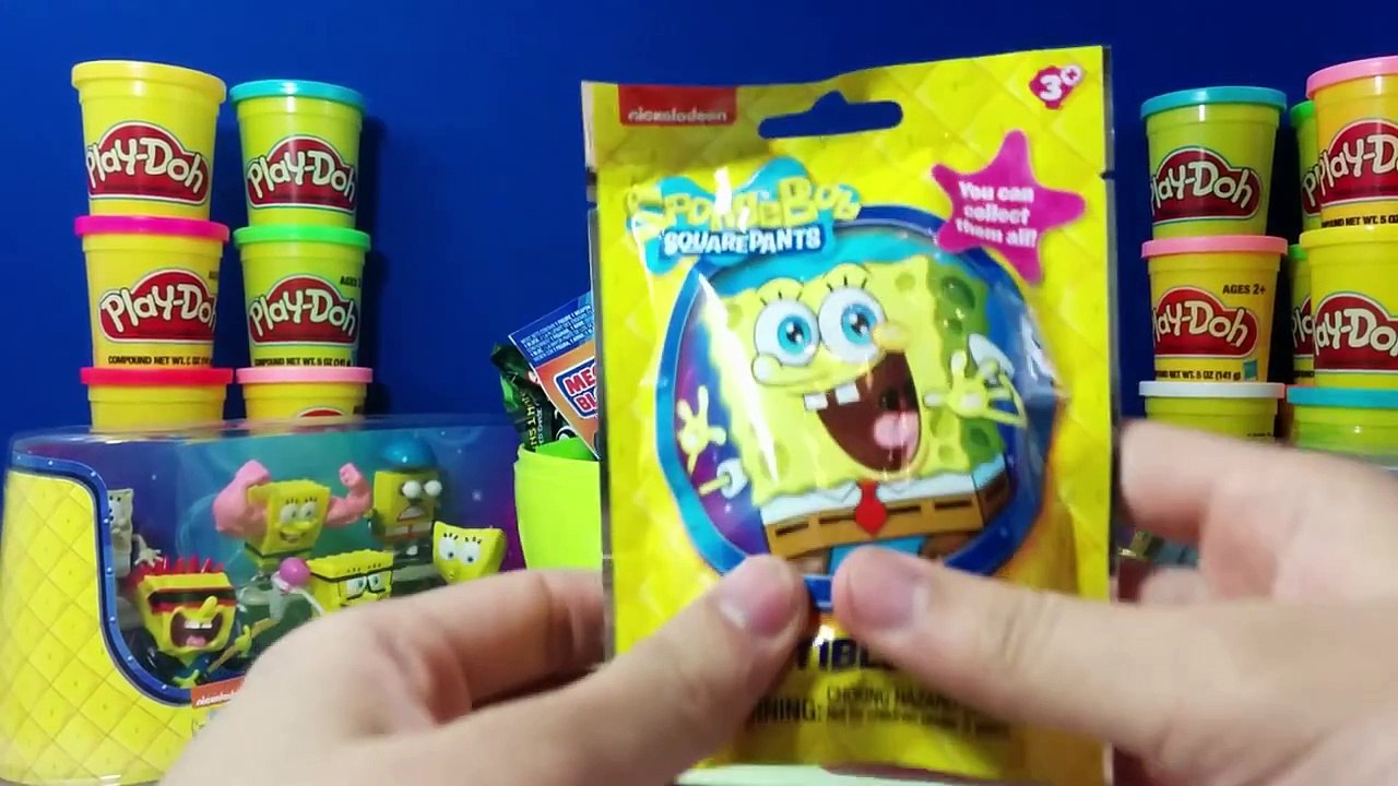 GIANT SPONGEBOB Surprise Egg Play Doh - TMNT Pokemon Minecraft Angry Birds