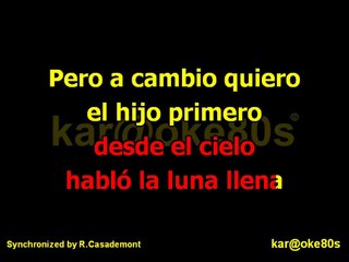 karaoke Hijo de la Luna . Vers. Piano
